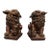 Pair of Vintage Chinese Bronze Foo Dogs - Mud-Gold & Cinnabar Guardian Lions For Sale