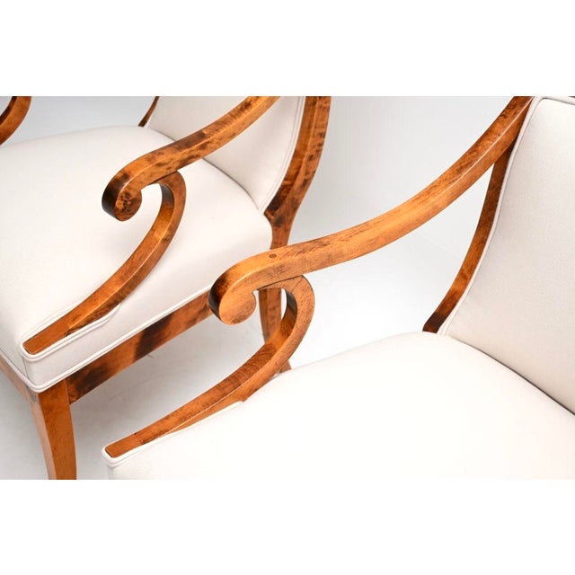 Antique Biedermeier Swedish Satin Birch Armchairs, 1860s, Set of 2 For Sale - Image 9 of 11