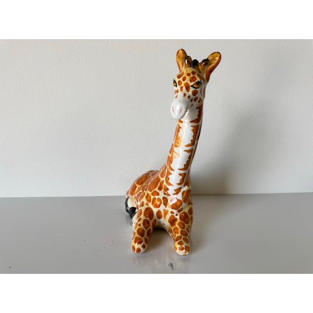 Vintage Handmade and Hand-Painted Ceramic Giraffe Figurine For Sale - Image 10 of 11
