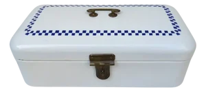 Art Nouveau White Enamelled with Blue Cube Decoration from Bing-Werke, 1890s