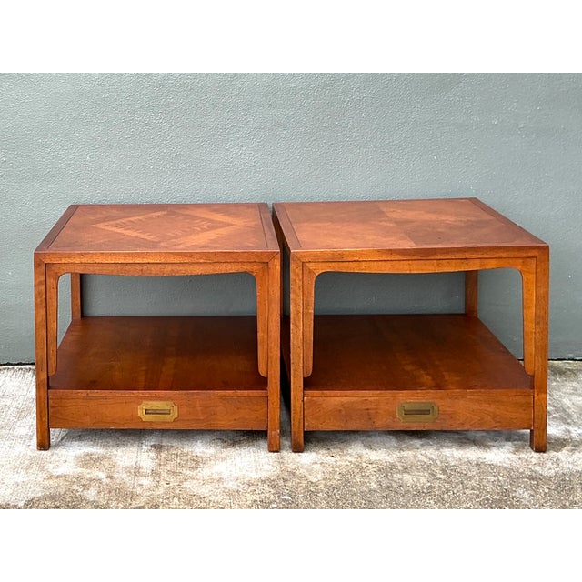 Baker Furniture Company Vintage Baker Milling Road Campaign Side Tables - A Pair For Sale - Image 4 of 12