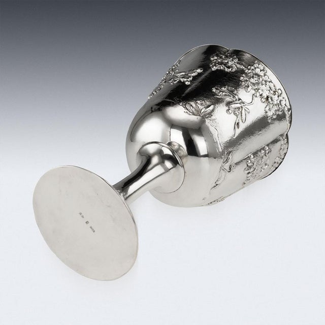 Metal Antique Japanese Solid Silver Goblet from Nomura, 1900s For Sale - Image 7 of 14