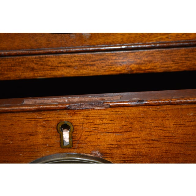 Vintage 1960s Federal Biggs Furniture 3 Drawer Solid Golden Mahogany Writing Desk For Sale - Image 4 of 18