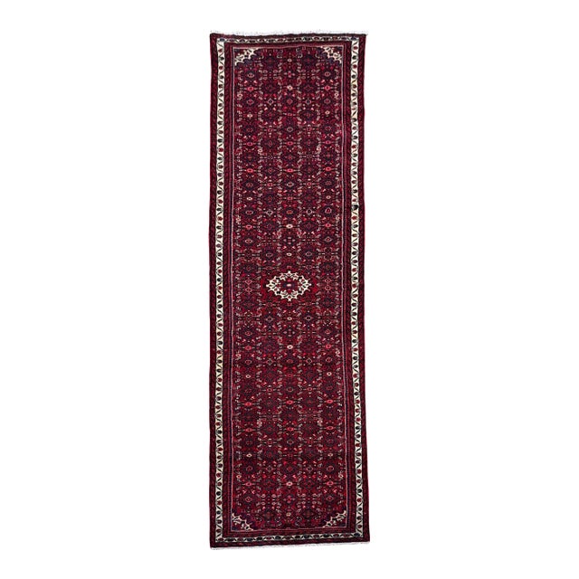 Antique Hamadan Hand-Knotted Wool Runner – 3'4" X 13'8" For Sale