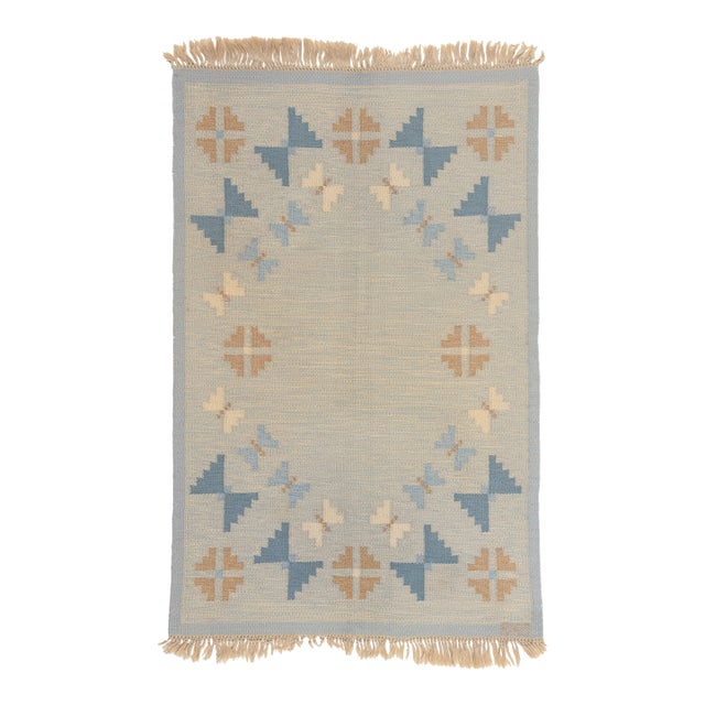 Vintage Swedish Rollakan Rug, 04'06 X 06'11 For Sale