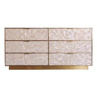 Arcana Mother-of-Pearl & Brass Six-Drawer Dresser by House of Jaipur For Sale