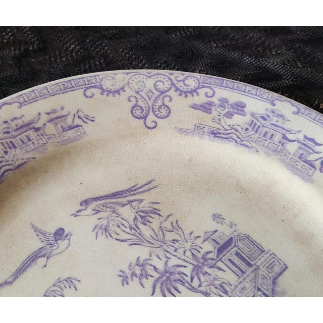 Victorian Staffordshire Lavender Transferware Plate with Chusan Pattern from Clementson Brothers For Sale - Image 7 of 12