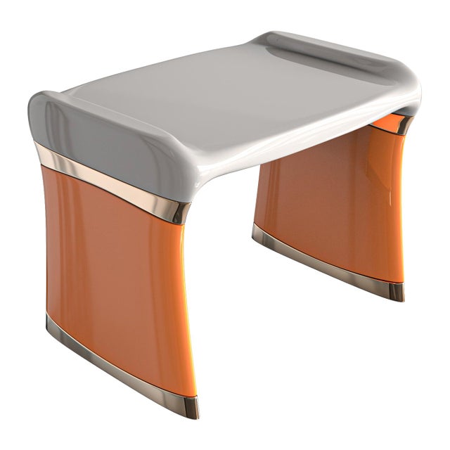 "Candice" Side Table With Stainless Steel and Bronze Details For Sale - Image 4 of 6