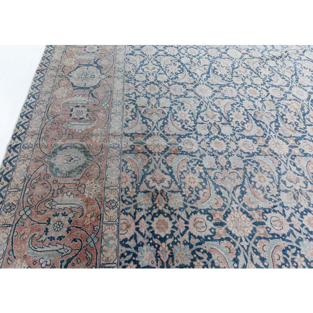 Blue Antique Persian Tabriz Rug For Sale - Image 8 of 10