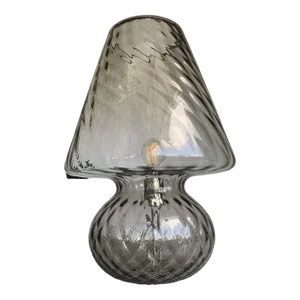 Smoked Fume' Murano Style Glass Table Lamp With Diamond Processing "Ballotton" Lamp