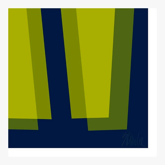 Not Yet Made - Made To Order Lime and Deep Navy Transparencies Fine Art Print 42.5" X 60" by Liz Roache For Sale - Image 5 of 6