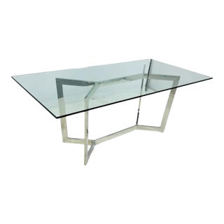 Attributed to Mitchell Gold + Bob Williams Modern Glass-Top Dining Table For Sale
