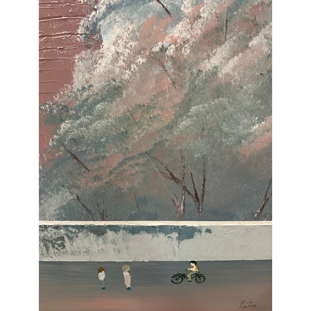 1980's Cityscape Oil on Canvas Painting by Eve Lynn For Sale - Image 4 of 12