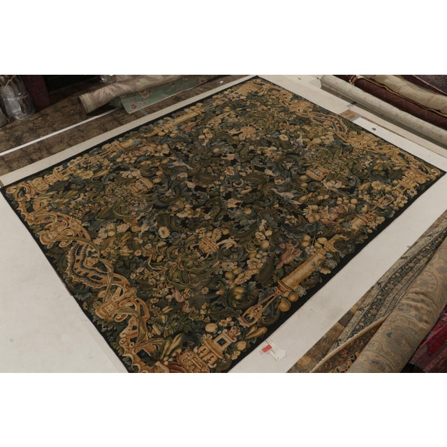Neoclassical Rug & Kilim’s Tudor Style Rug in Green, Blue & Beige Botanical Pictorial Pattern For Sale - Image 3 of 9