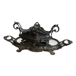 Antique French Rococo Jardinière with Mirrored Tray, 1900s, 1890s For Sale