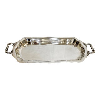 Vintage Raimond Silverplate Footed Rectangular Tray With Handles For Sale