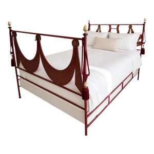 Tole Empire Queen Bed Frame Italian Hand Painted Bed Attributed to Niermann Weeks