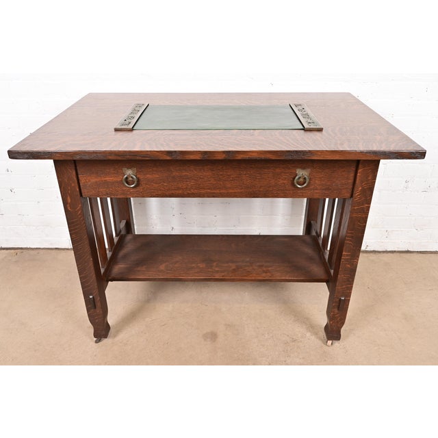 Tiffany Studios New York Grapevine Bronze Blotter Ends With Leather Desk Blotter For Sale - Image 10 of 11