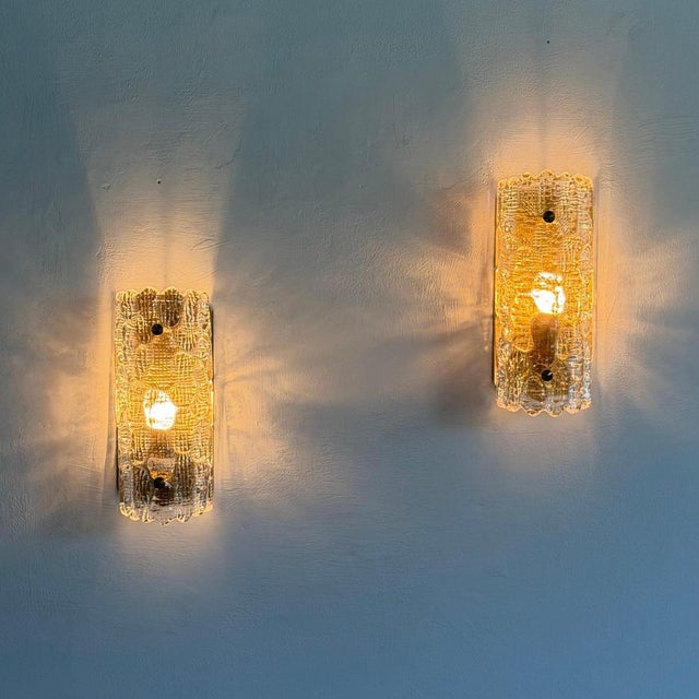 Orrefors Glass and Brass Wall Lights attributed to Carl Fagerlund for Orrefors, 1970s, Set of 2 For Sale - Image 4 of 18