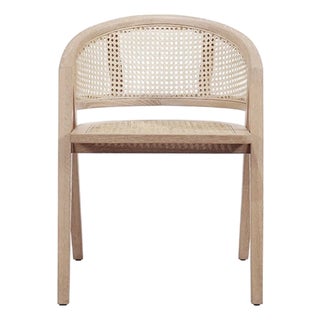 Matthew Izzo Home Aero Cerused Oak Caned Barrel Back Dining Chair For Sale