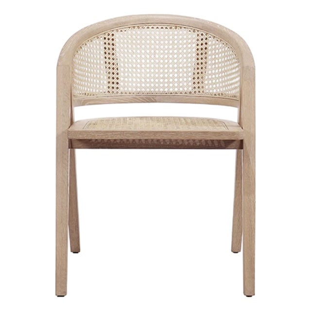 Matthew Izzo Home Aero Cerused Oak Caned Barrel Back Dining Chair For Sale