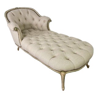French Louis XV Style Tufted Chaise Lounge For Sale
