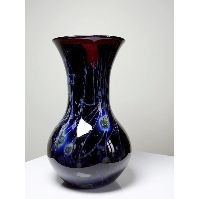 Large Vintage Purple Art Glass Vase with Silver Inclusions, 1960s For Sale - Image 6 of 16