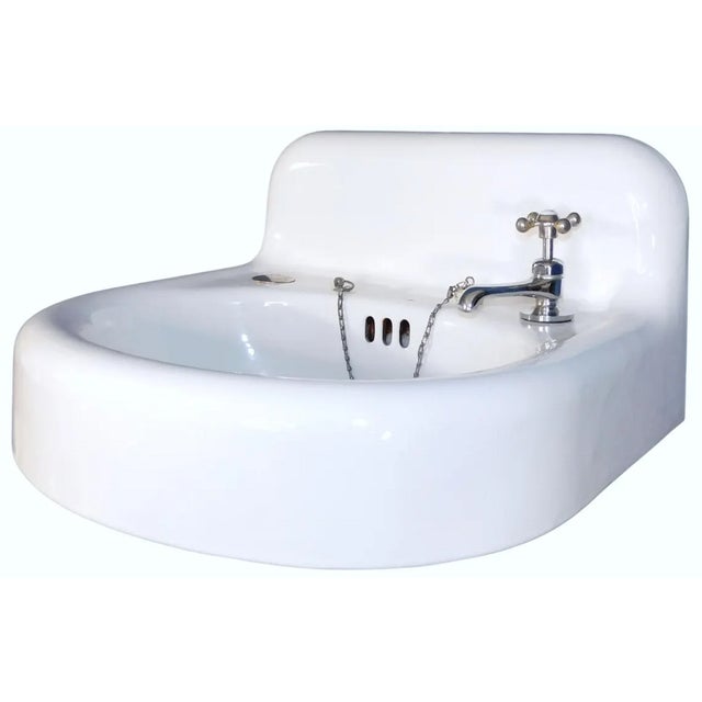 American 1952 Vintage Kohler High-Back Porcelain & Cast Iron Rounded Front Sink For Sale - Image 3 of 13