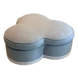George Smith Cloverleaf Pouffe in Fortuny Centuria Dove Blue For Sale