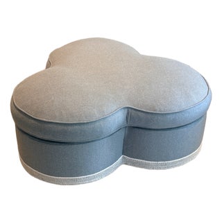 George Smith Cloverleaf Pouffe in Fortuny Centuria Dove Blue For Sale