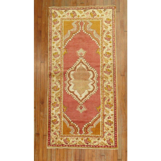 Textile Mid 20th Century Vintage Turkish Oushak Runner - 3'3" x 6'6" For Sale - Image 7 of 7