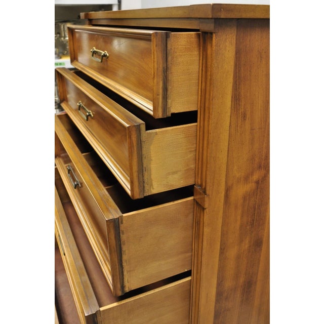 Wood Vintage Hollywood Regency Cherry Wood 5 Drawer Tall Chest Dresser by White Furn For Sale - Image 7 of 14