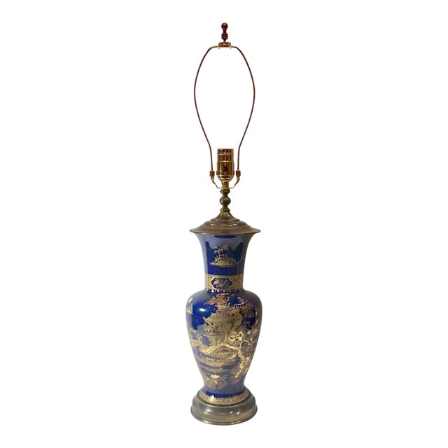 Antique English Porcelain Lamp For Sale