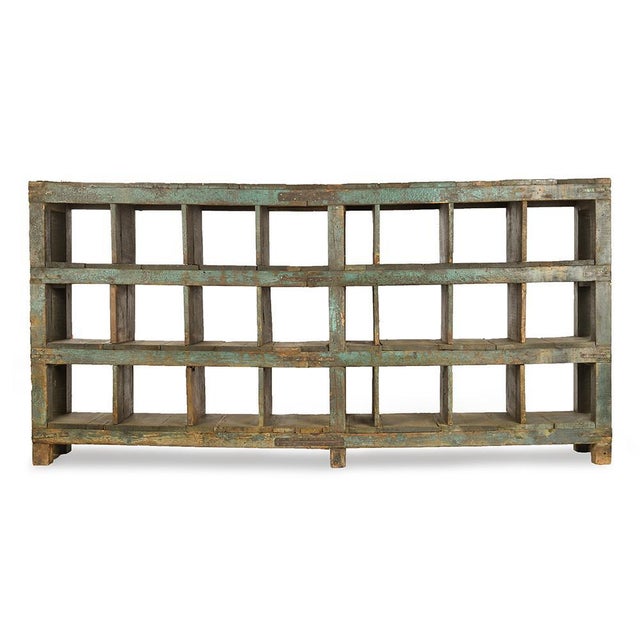 1940s Workshop Shelves in Patinated Wood with 24 Compartments, 1940s For Sale - Image 5 of 5
