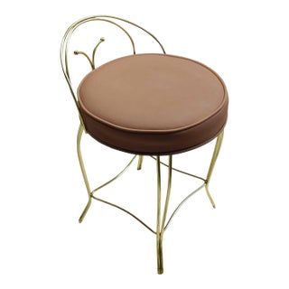 Mid 20th Century Hollywood Regency George Koch Gold and Mauve Vanity Stool Chair For Sale