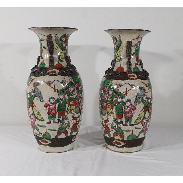 Ceramic Chinese Nankin Porcelain Vases, 1890s, Set of 2 For Sale - Image 7 of 18