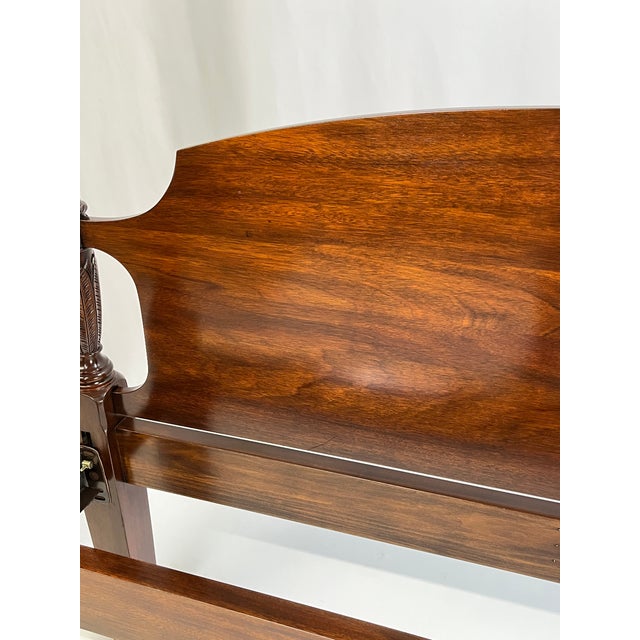 Brown Henkel Harris Virginia Galleries Solid Mahogany Rice Carved Queen Bed For Sale - Image 8 of 18