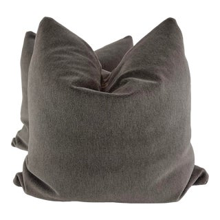 Holly Hunt "Alpaca Velvet" in Seal 22" Pillows-A Pair For Sale