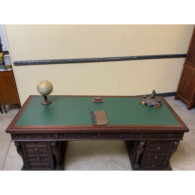 Wood Antique Neo-Renaissance Desk, 1880 For Sale - Image 7 of 16
