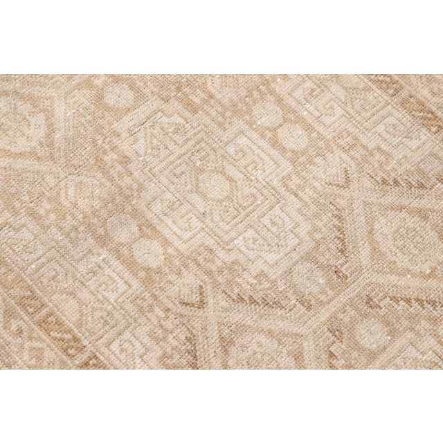 Textile Antique Turkish Sivas Handmade Beige Tribal Wool Runner For Sale - Image 7 of 9
