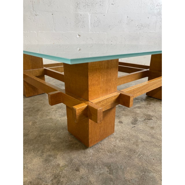 Glass Mid Century Modern Italian Glass Top Coffee Table For Sale - Image 7 of 10
