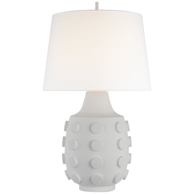 Modern Thomas O'Brien by Visual Comfort Signature Orly Large Table Lamp in Plaster White with Linen Shade For Sale - Image 3 of 3