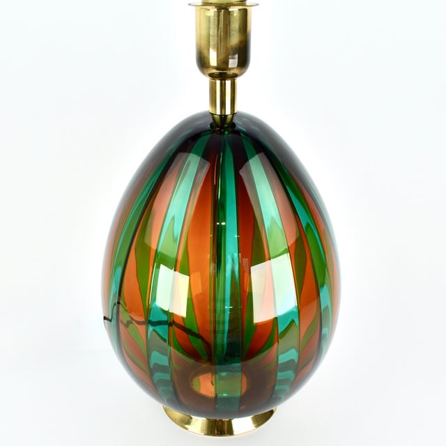Red Vintage VeArt Murano Glass Table Lamp For Sale - Image 8 of 14