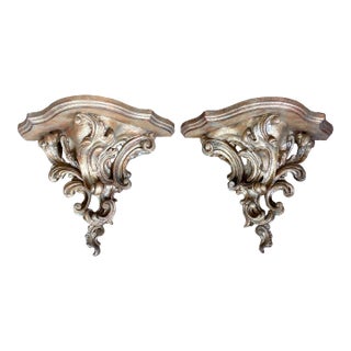 Early 21st Century Scroll Gold Wall Shelves, Set of 2 For Sale
