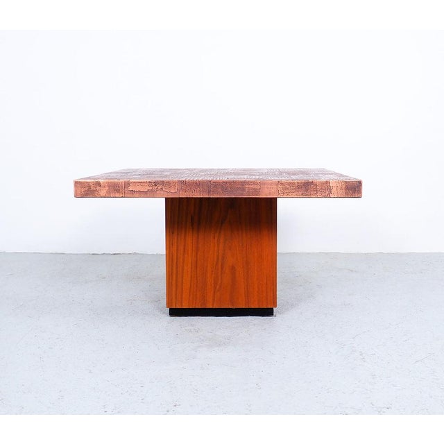 Coffee Table in Copper and Teak by Heinz Lilienthal, 1970s For Sale - Image 4 of 13