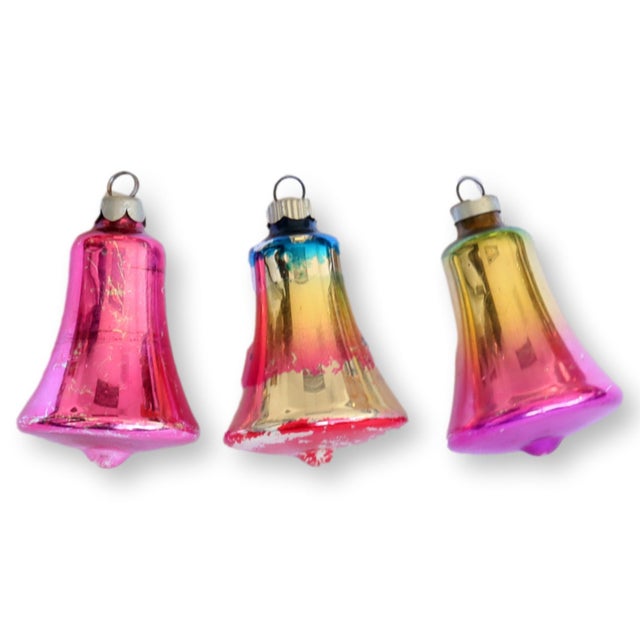 Mercury Glass Bell Ornaments, Set of 3 For Sale - Image 4 of 4
