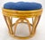 Round Mid Century Modern Blue Upholstery Ottoman Foot Stool Bench Pouf MINT!