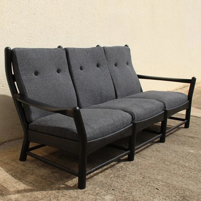 Brutalist Three-Seats Sofa in Ebonized Wood For Sale - Image 6 of 6