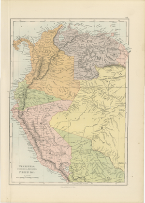 Antique South America Map, 1884
