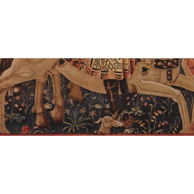 Stencil Tapestry with Gothic Falconry Scene, 19th Century For Sale - Image 5 of 12